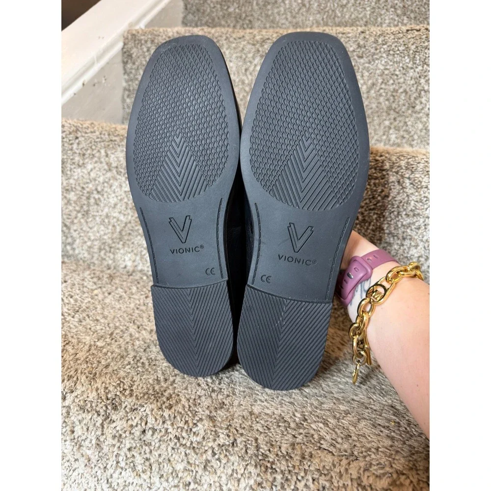 VIONIC Willa 2.0 Wedge Slip-On Flat Loafers Black Leather Size 9.5